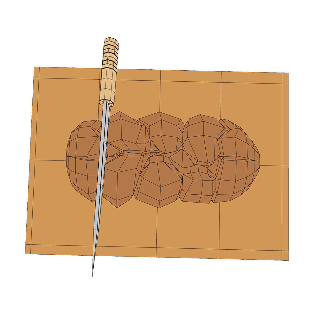 Bread loaf with cutting knife 3d model 3D model_4