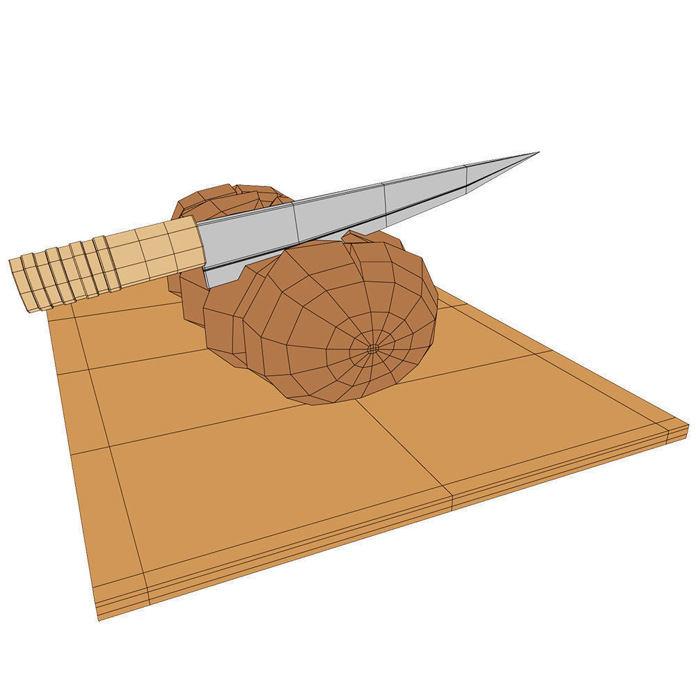 Bread loaf with cutting knife 3d model 3D model_5