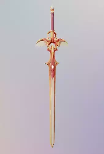 Styled sword Low-poly 3D model