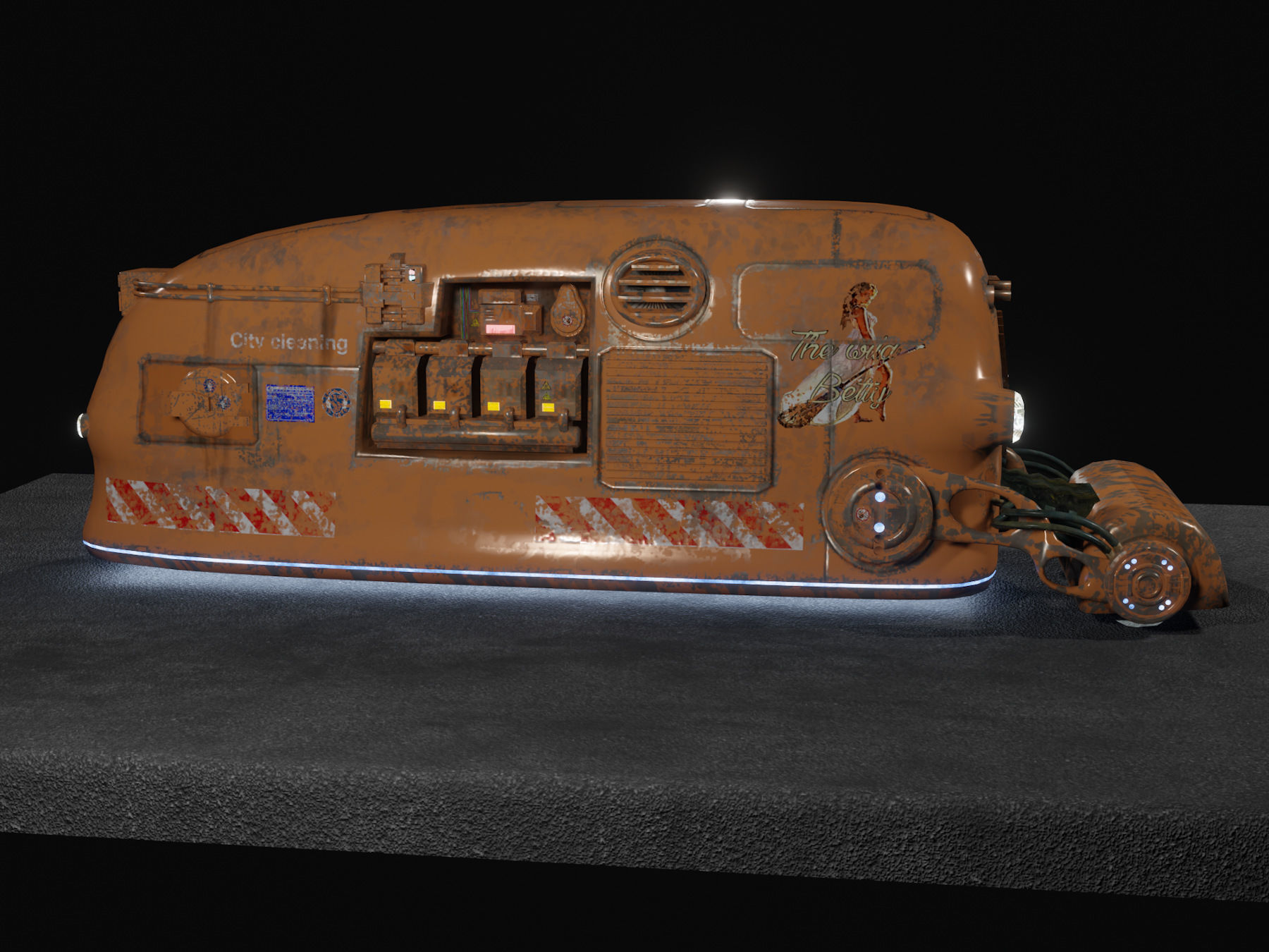 Sci Fi Street Sweeper Robot Low-poly 3D model_1