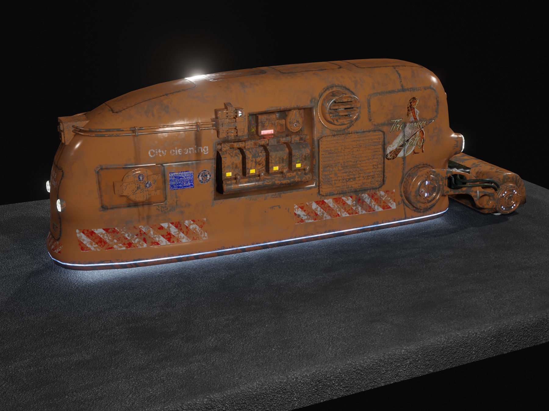 Sci Fi Street Sweeper Robot Low-poly 3D model_4