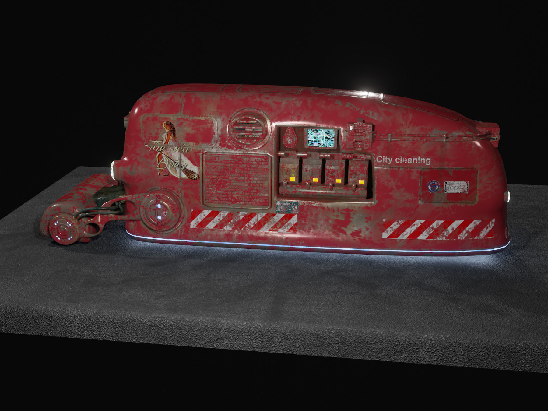 Sci Fi Street Sweeper Robot Low-poly 3D model_8