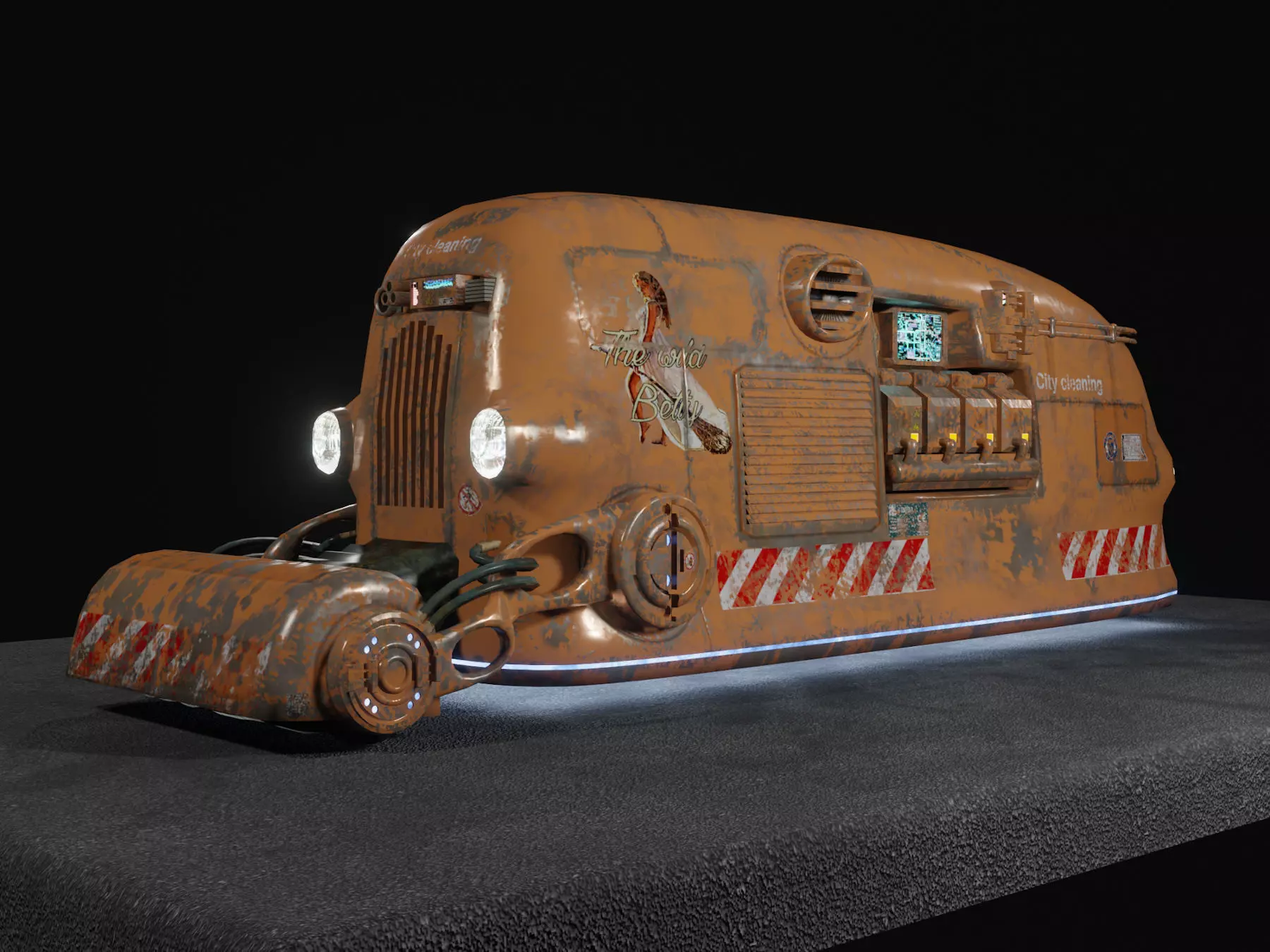 Sci Fi Street Sweeper Robot Low-poly 3D model_0