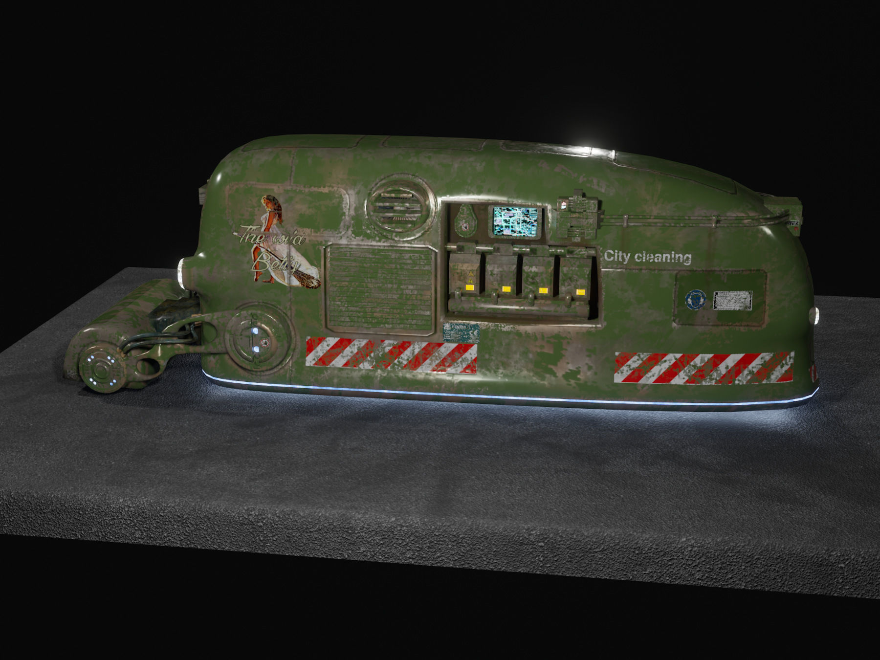 Sci Fi Street Sweeper Robot Low-poly 3D model_10