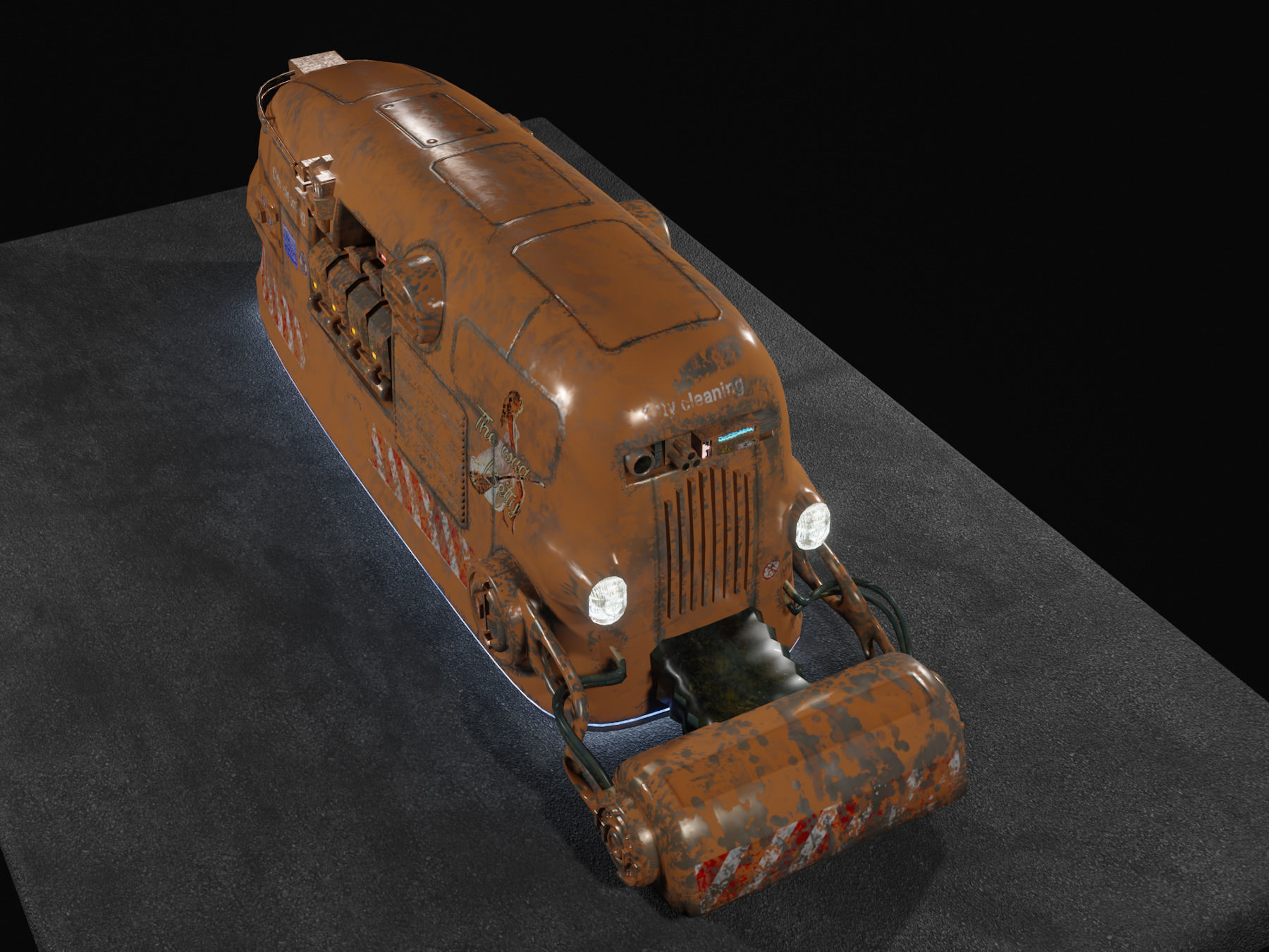 Sci Fi Street Sweeper Robot Low-poly 3D model_2