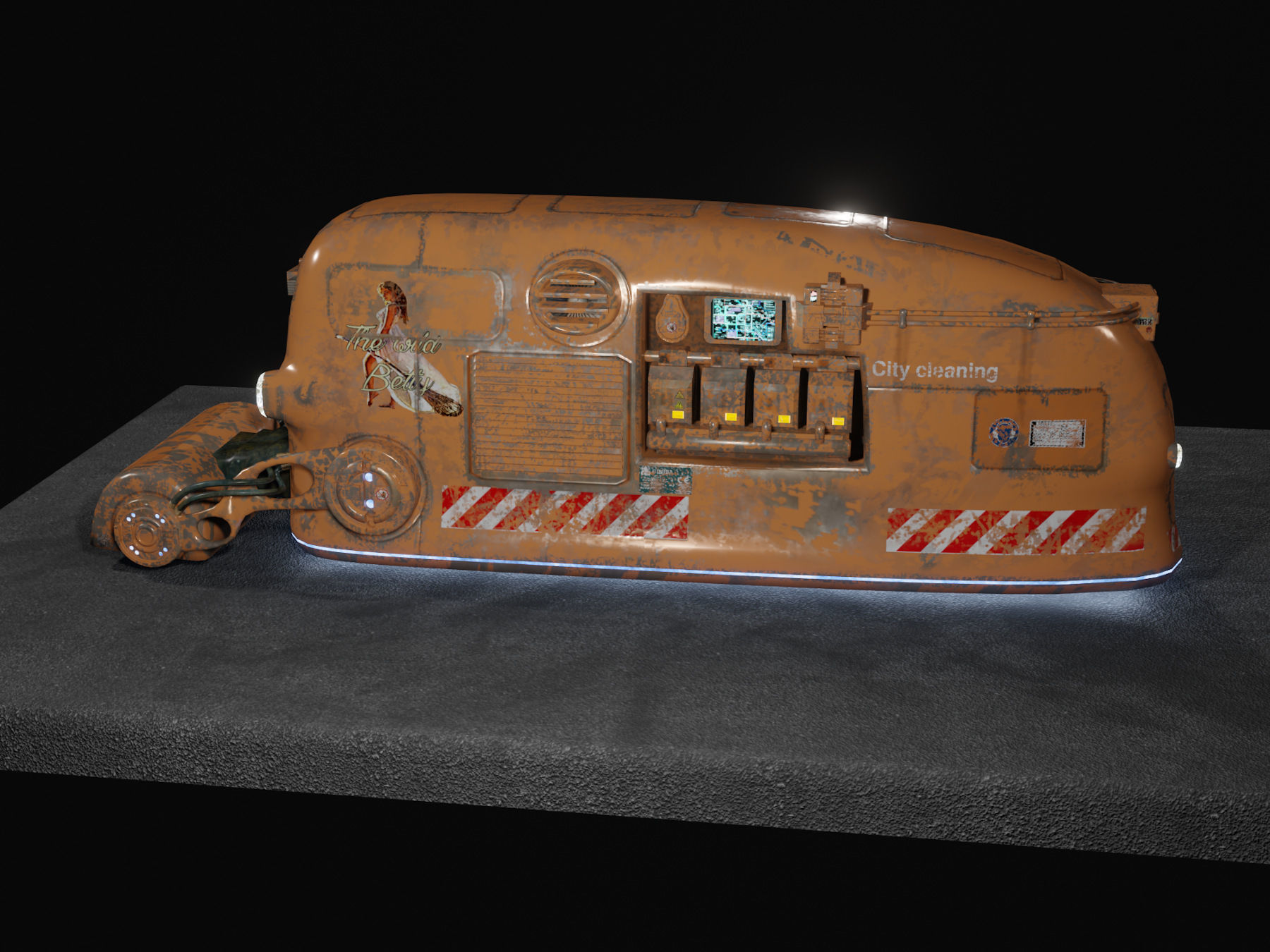 Sci Fi Street Sweeper Robot Low-poly 3D model_6