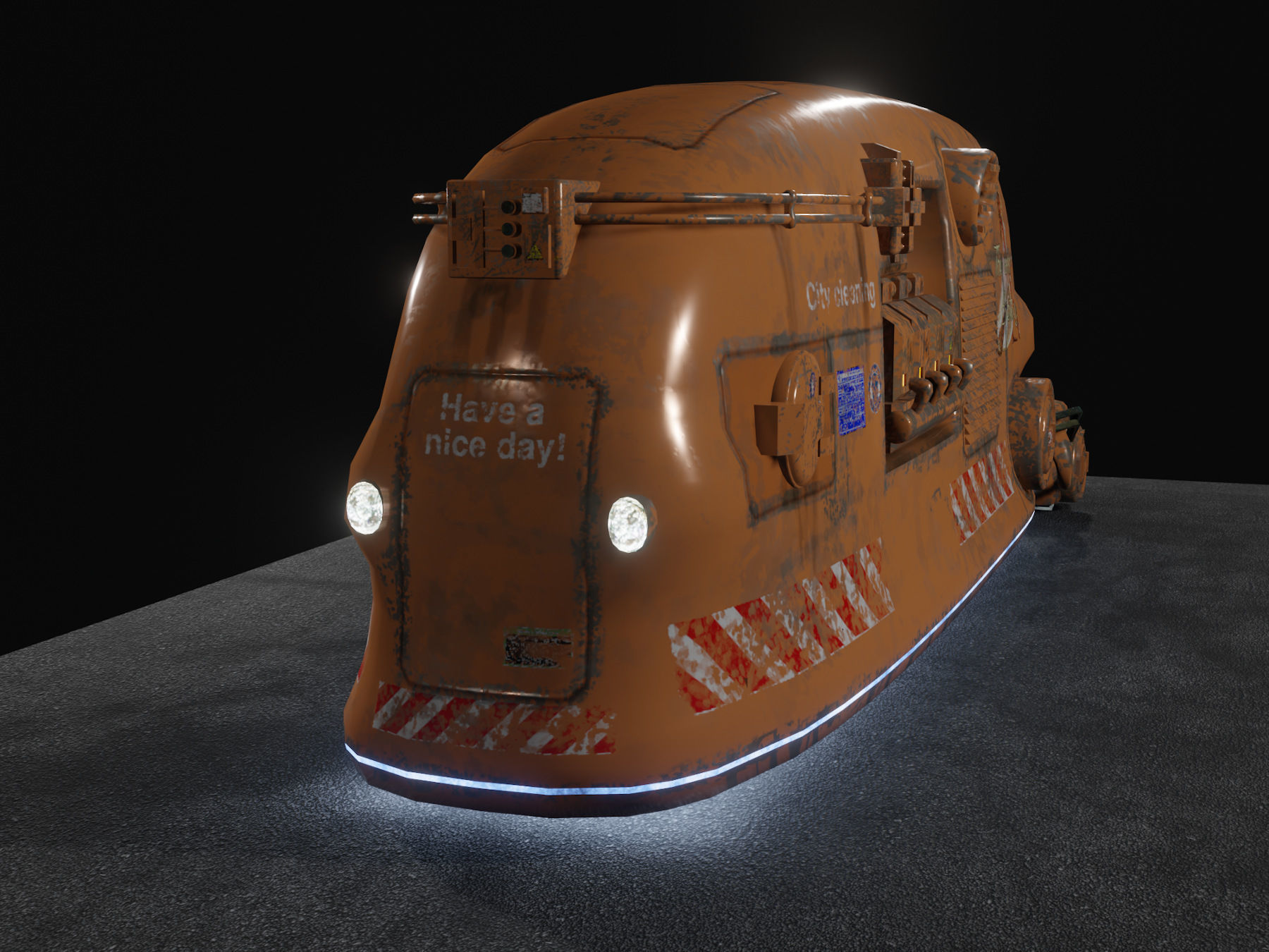 Sci Fi Street Sweeper Robot Low-poly 3D model_3