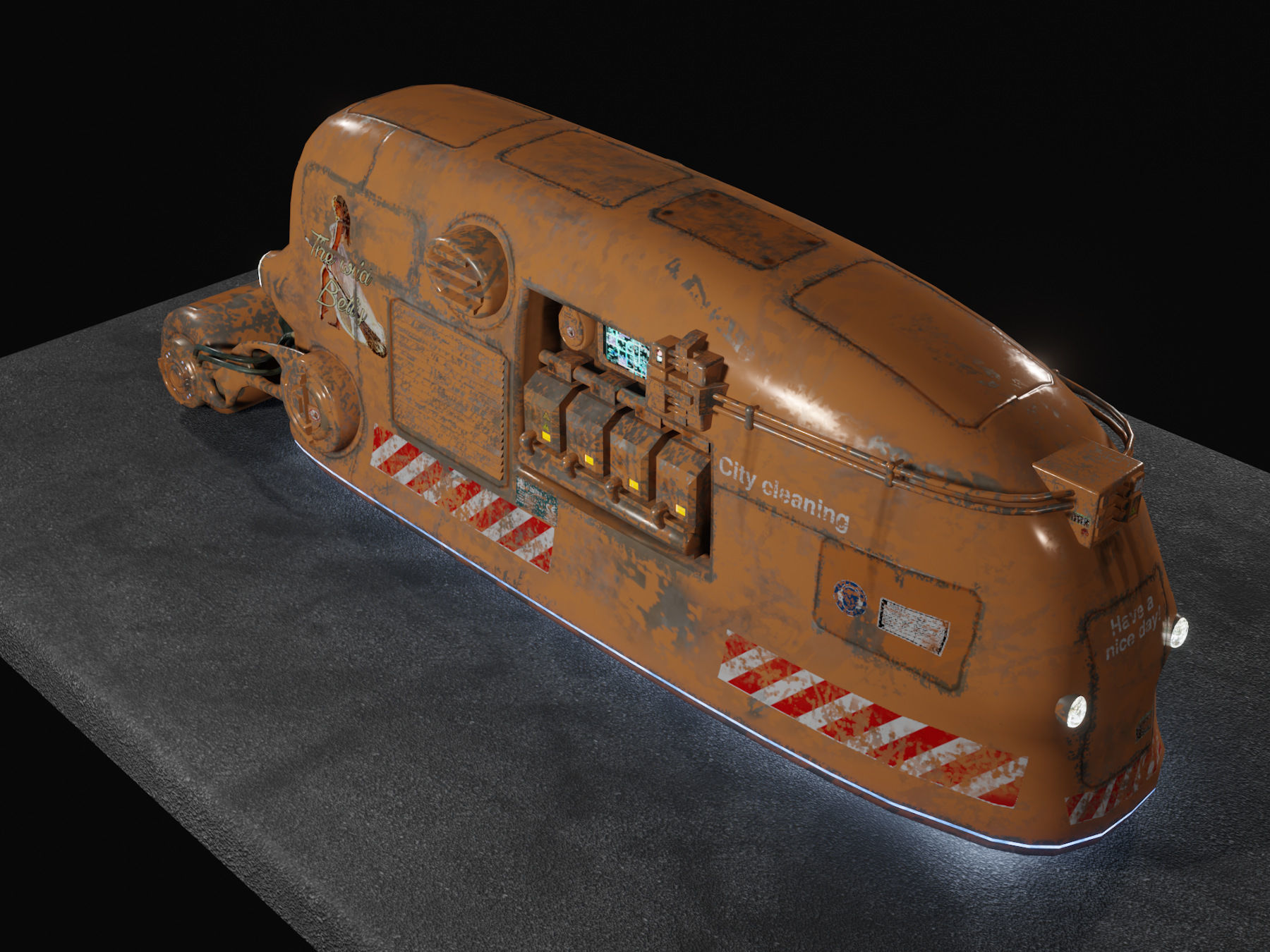 Sci Fi Street Sweeper Robot Low-poly 3D model_5