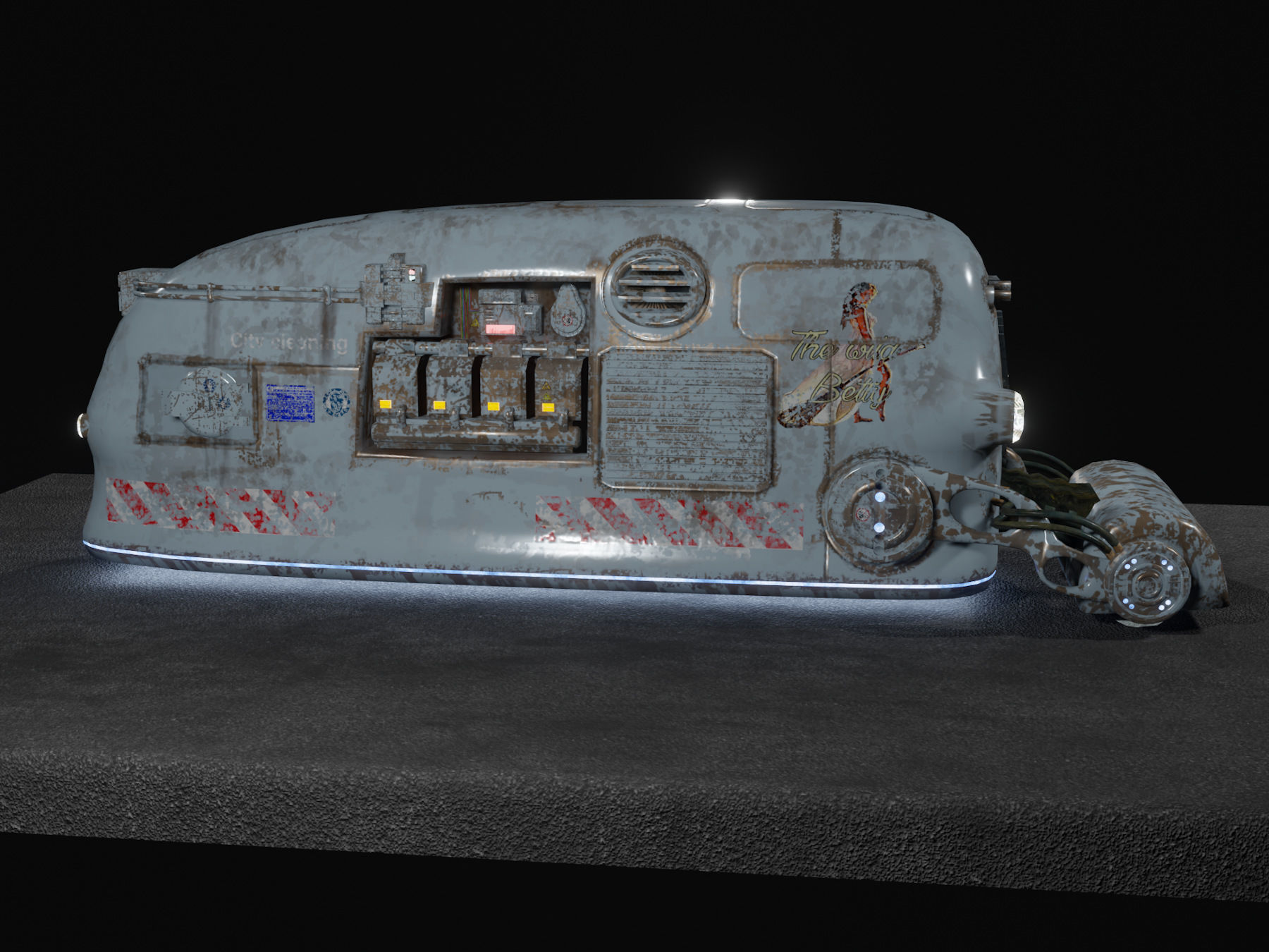 Sci Fi Street Sweeper Robot Low-poly 3D model_9