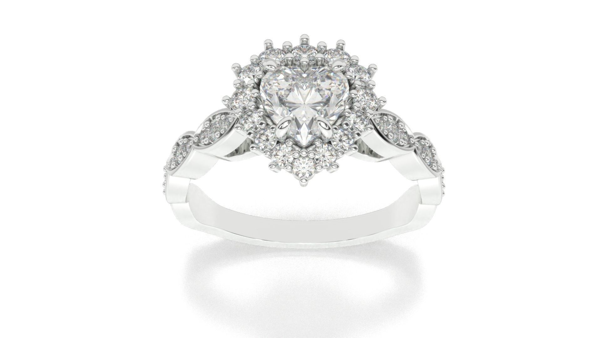 diamonds rings with Halo Round 3D print model_8