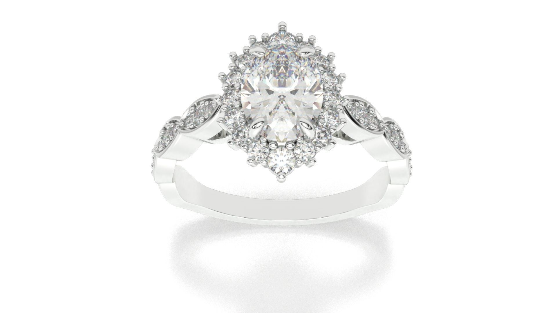 diamonds rings with Halo Round 3D print model_13