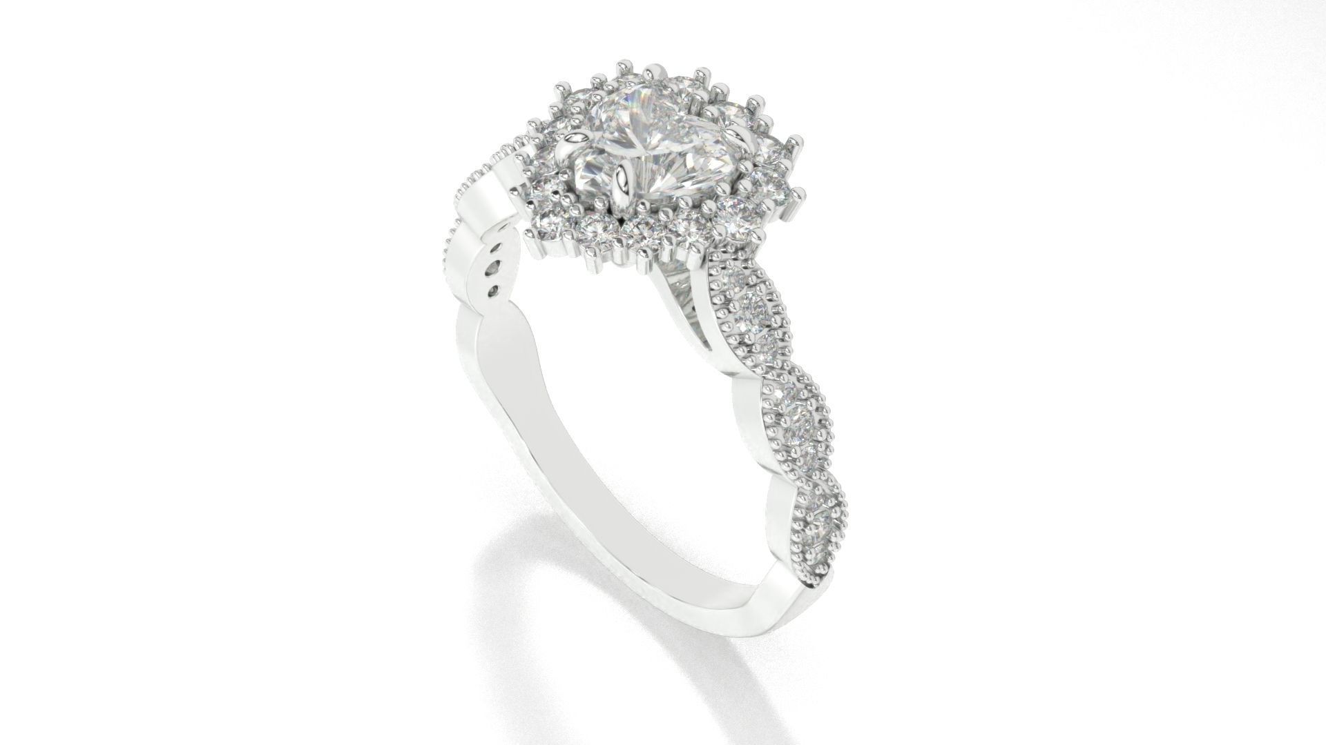 diamonds rings with Halo Round 3D print model_37