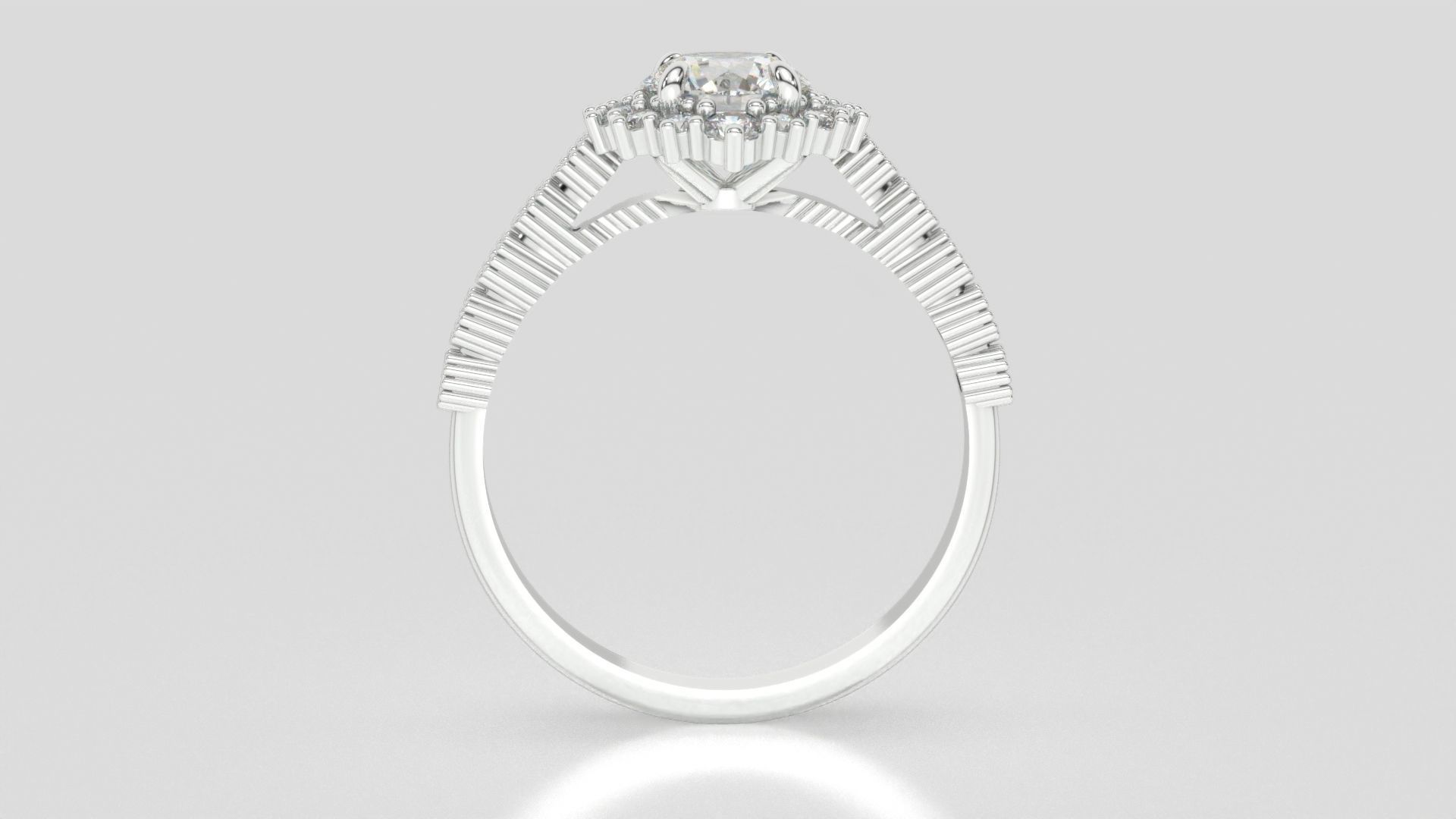 diamonds rings with Halo Round 3D print model_121