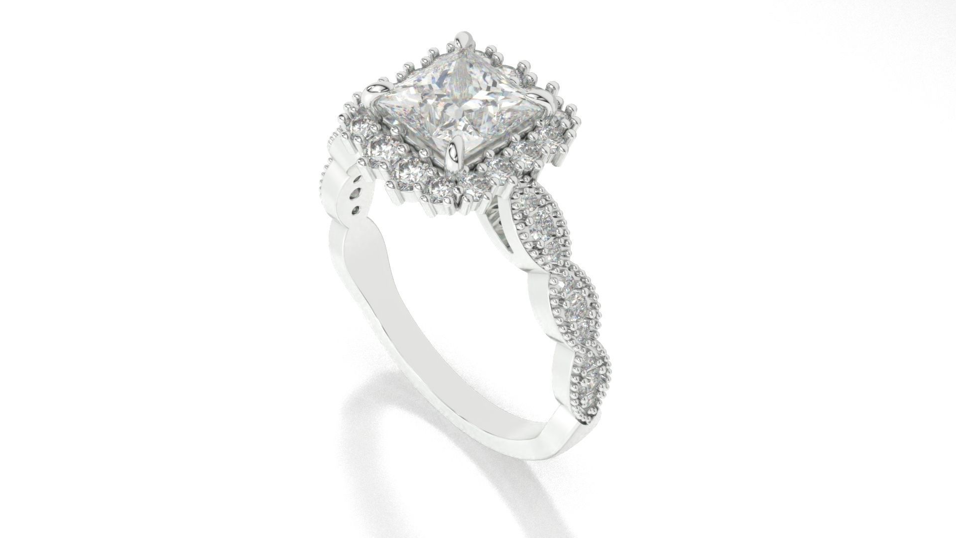 diamonds rings with Halo Round 3D print model_53