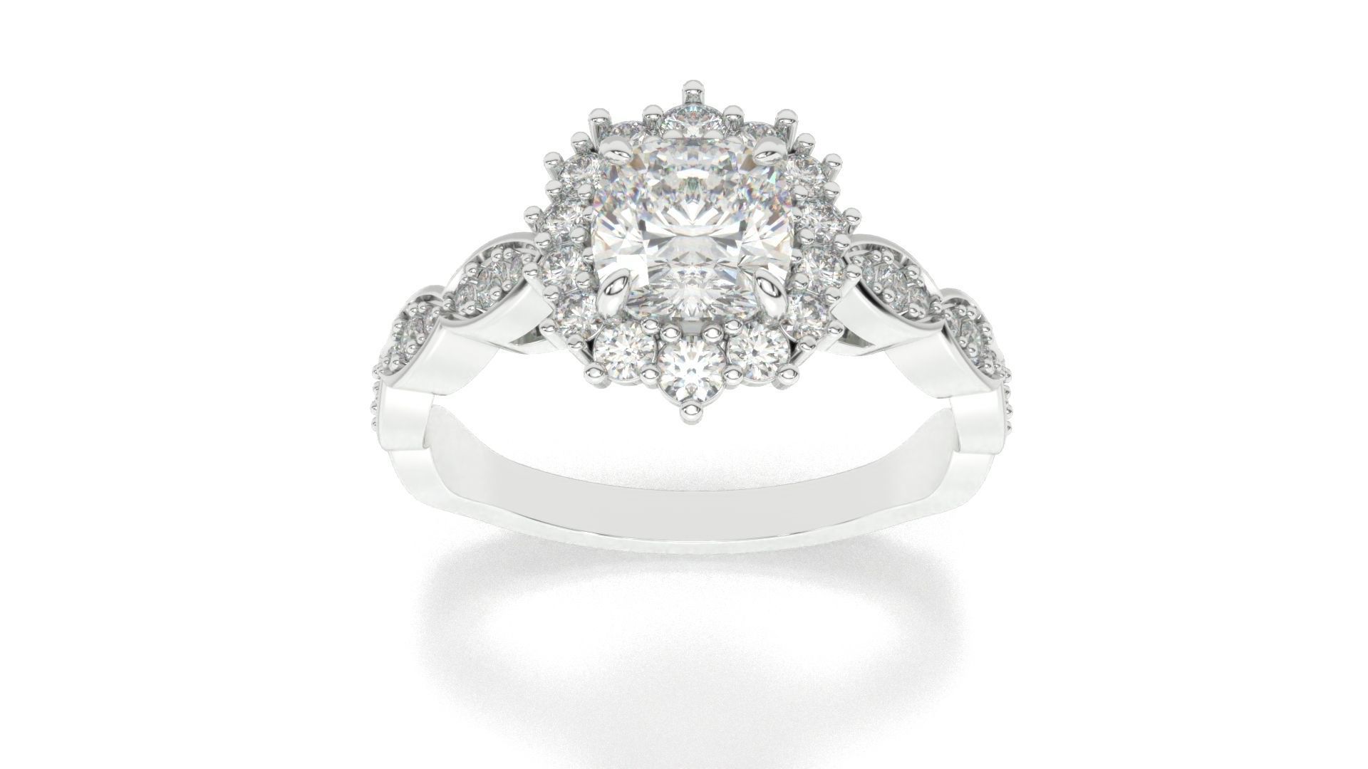 diamonds rings with Halo Round 3D print model_3