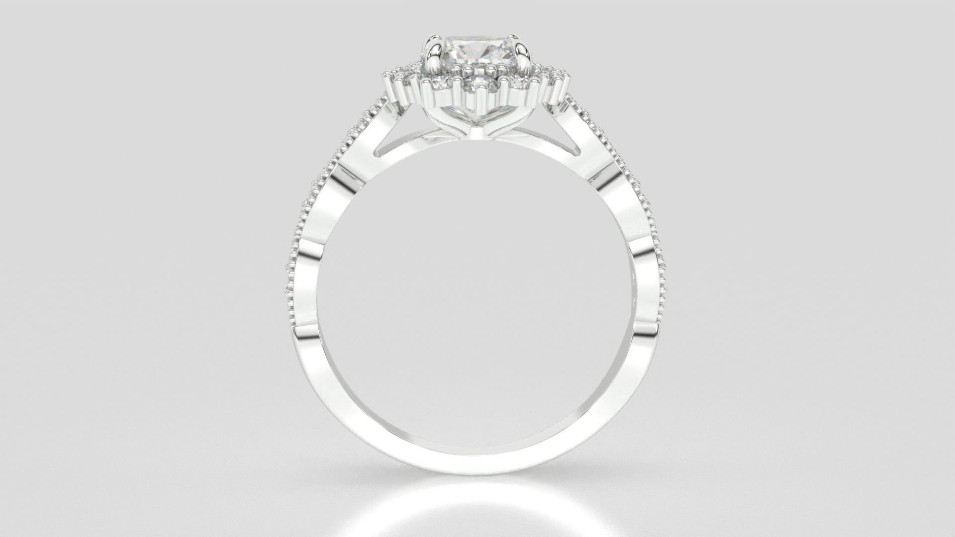 diamonds rings with Halo Round 3D print model_34