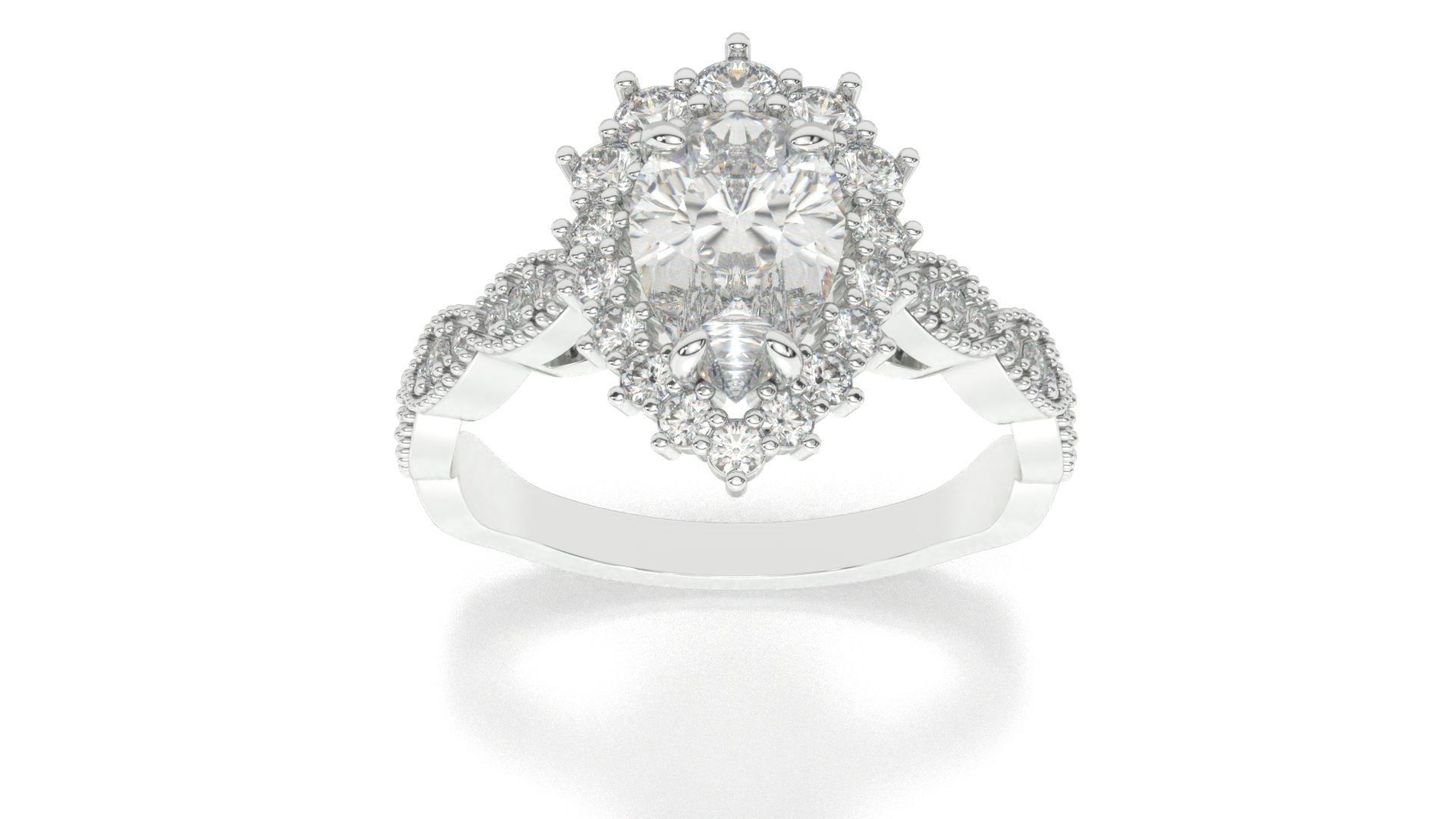 diamonds rings with Halo Round 3D print model_48