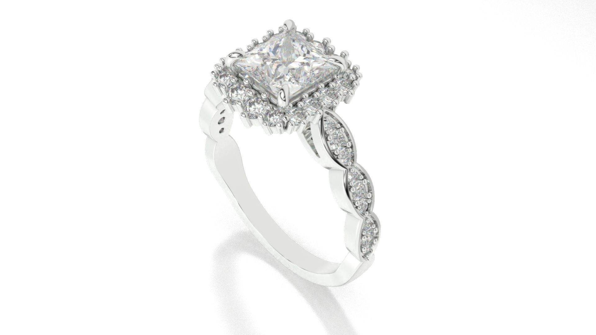 diamonds rings with Halo Round 3D print model_22