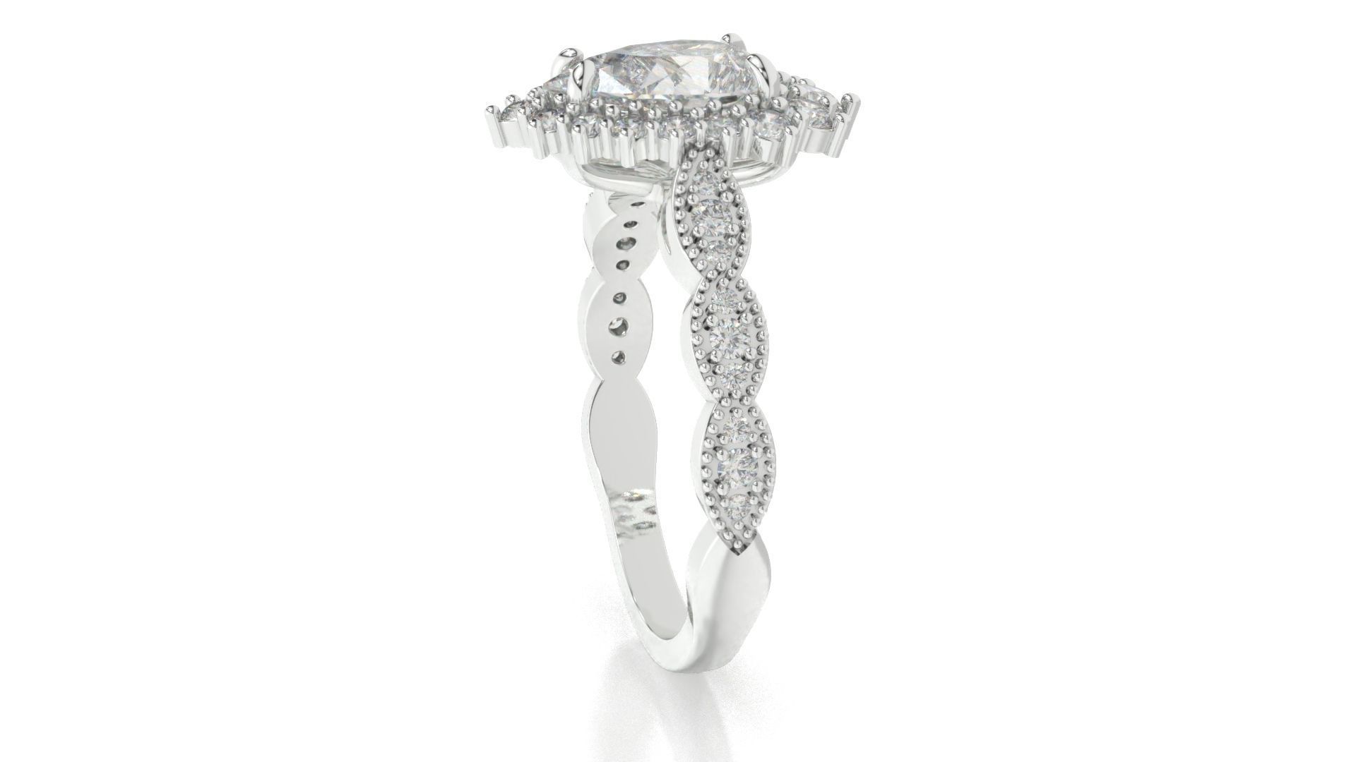 diamonds rings with Halo Round 3D print model_50