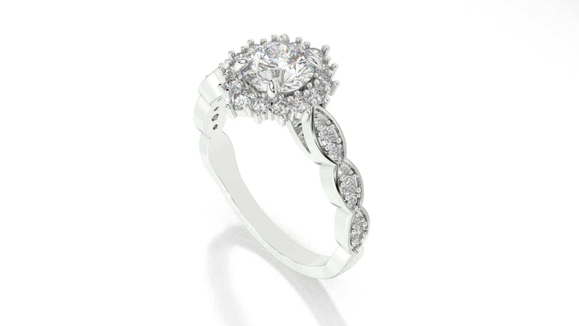 diamonds rings with Halo Round 3D print model_27