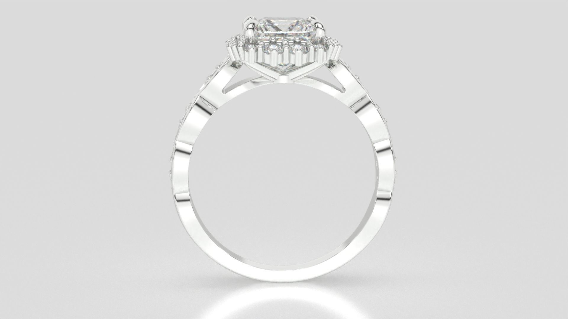 diamonds rings with Halo Round 3D print model_24