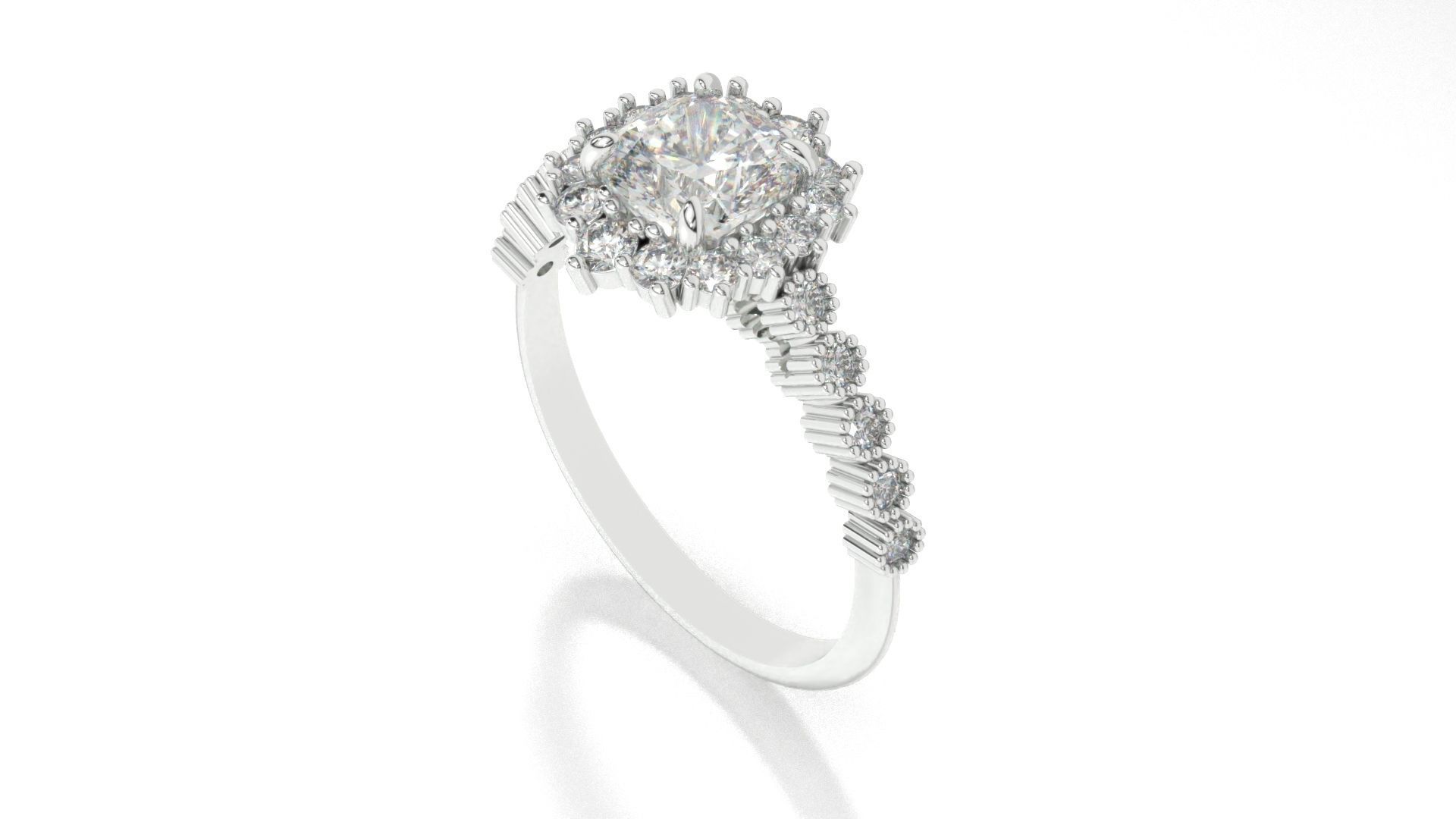 diamonds rings with Halo Round 3D print model_93