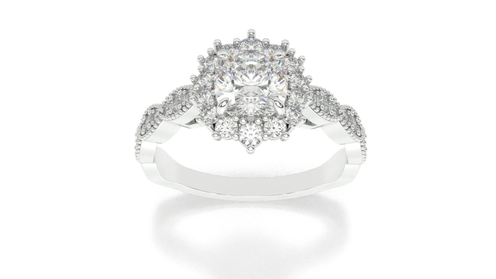 diamonds rings with Halo Round 3D print model_33