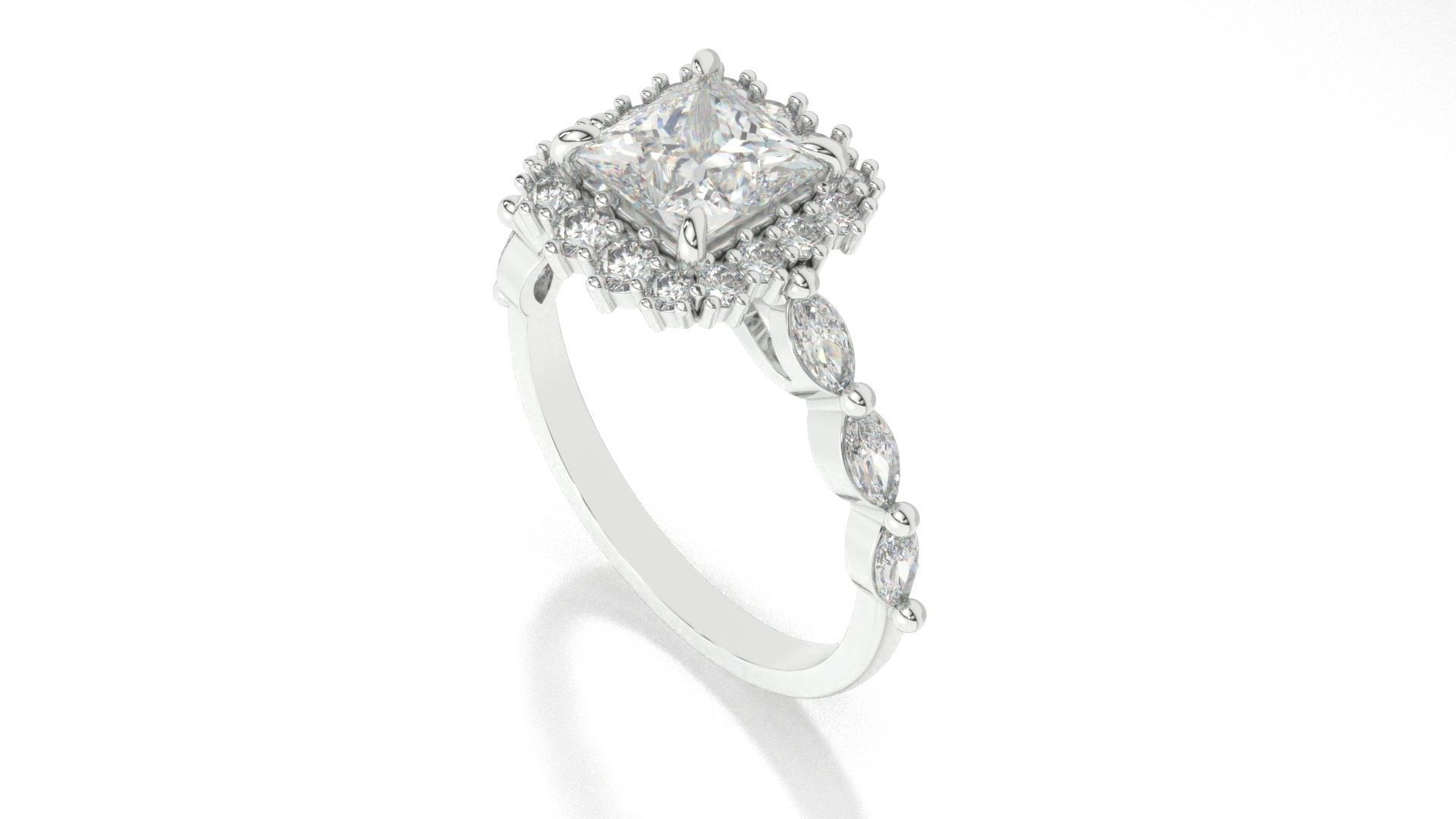 diamonds rings with Halo Round 3D print model_83