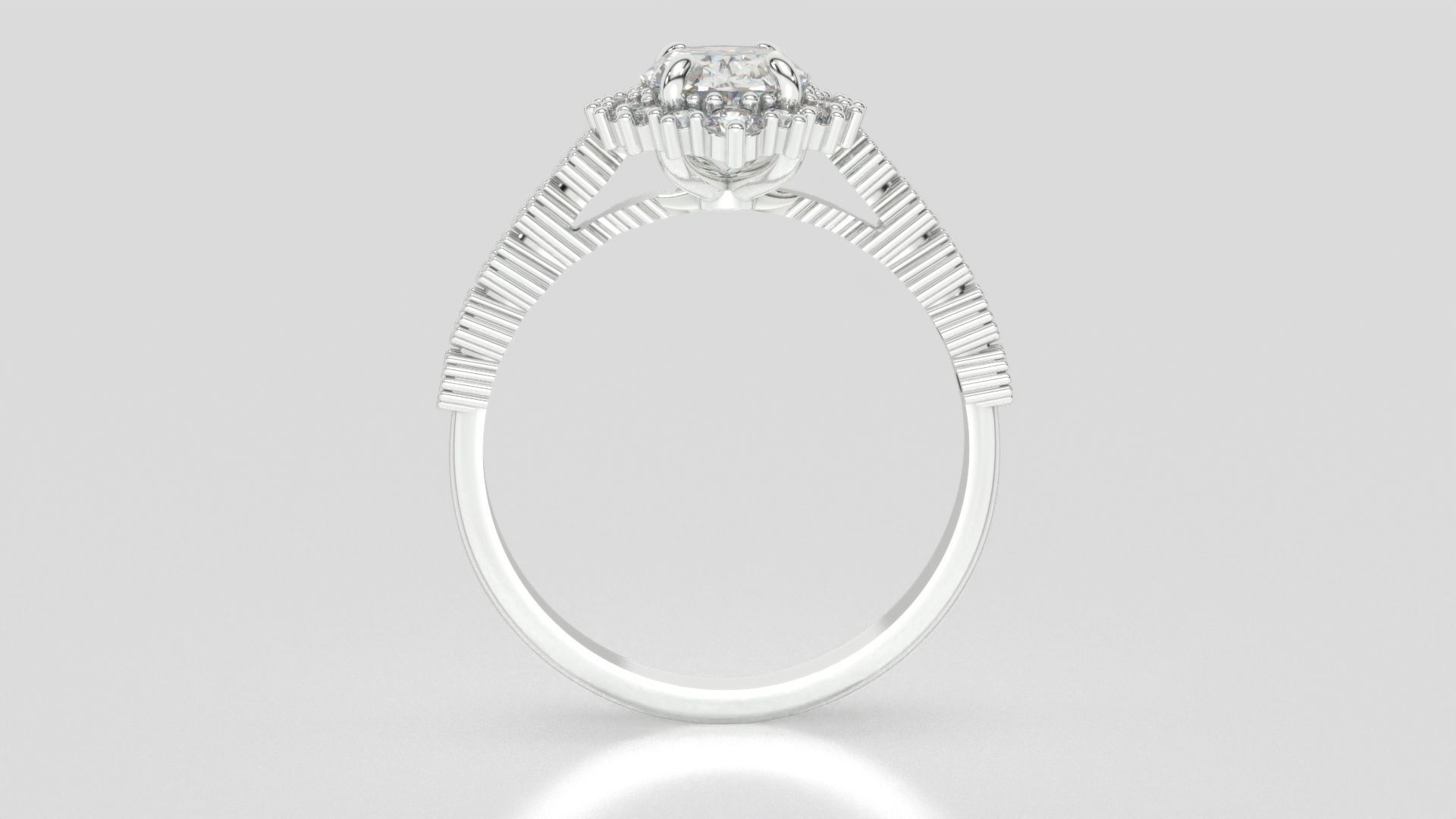 diamonds rings with Halo Round 3D print model_104