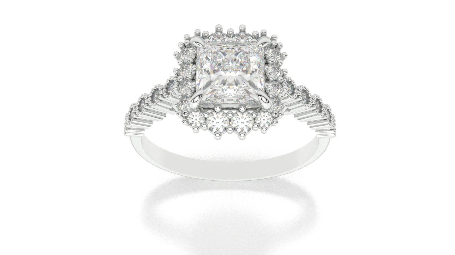 diamonds rings with Halo Round 3D print model_116