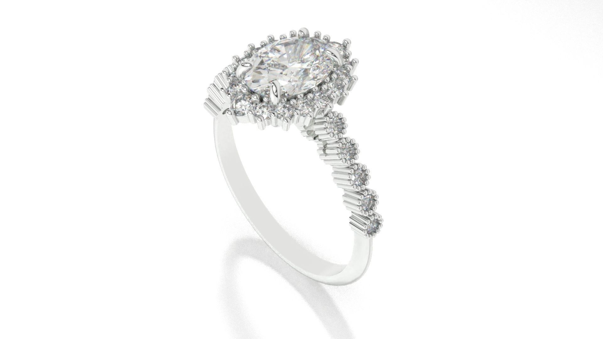 diamonds rings with Halo Round 3D print model_103