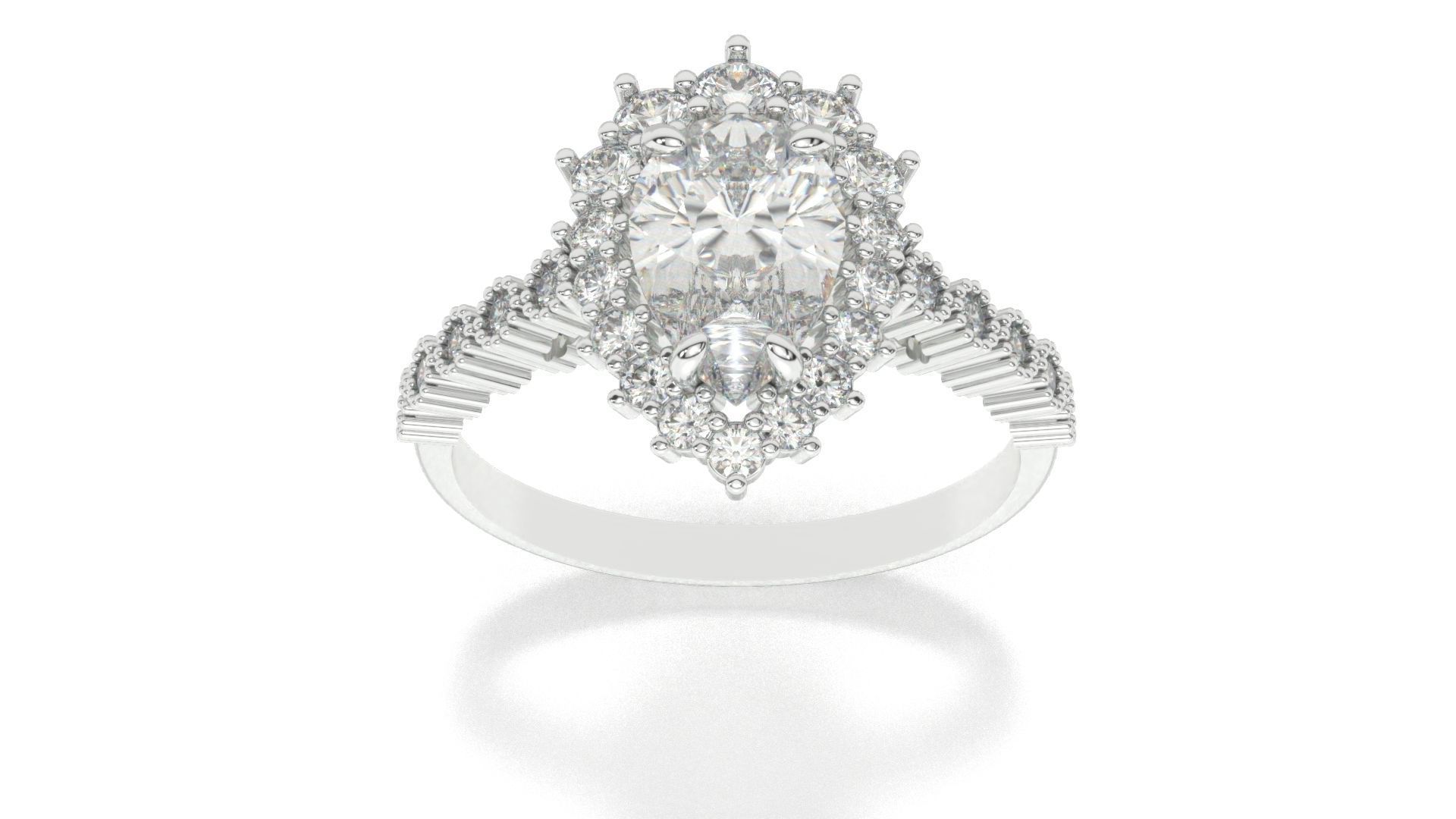 diamonds rings with Halo Round 3D print model_110