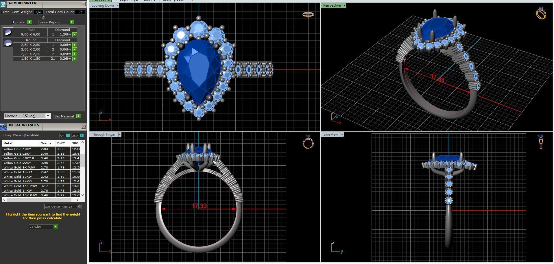 diamonds rings with Halo Round 3D print model_108