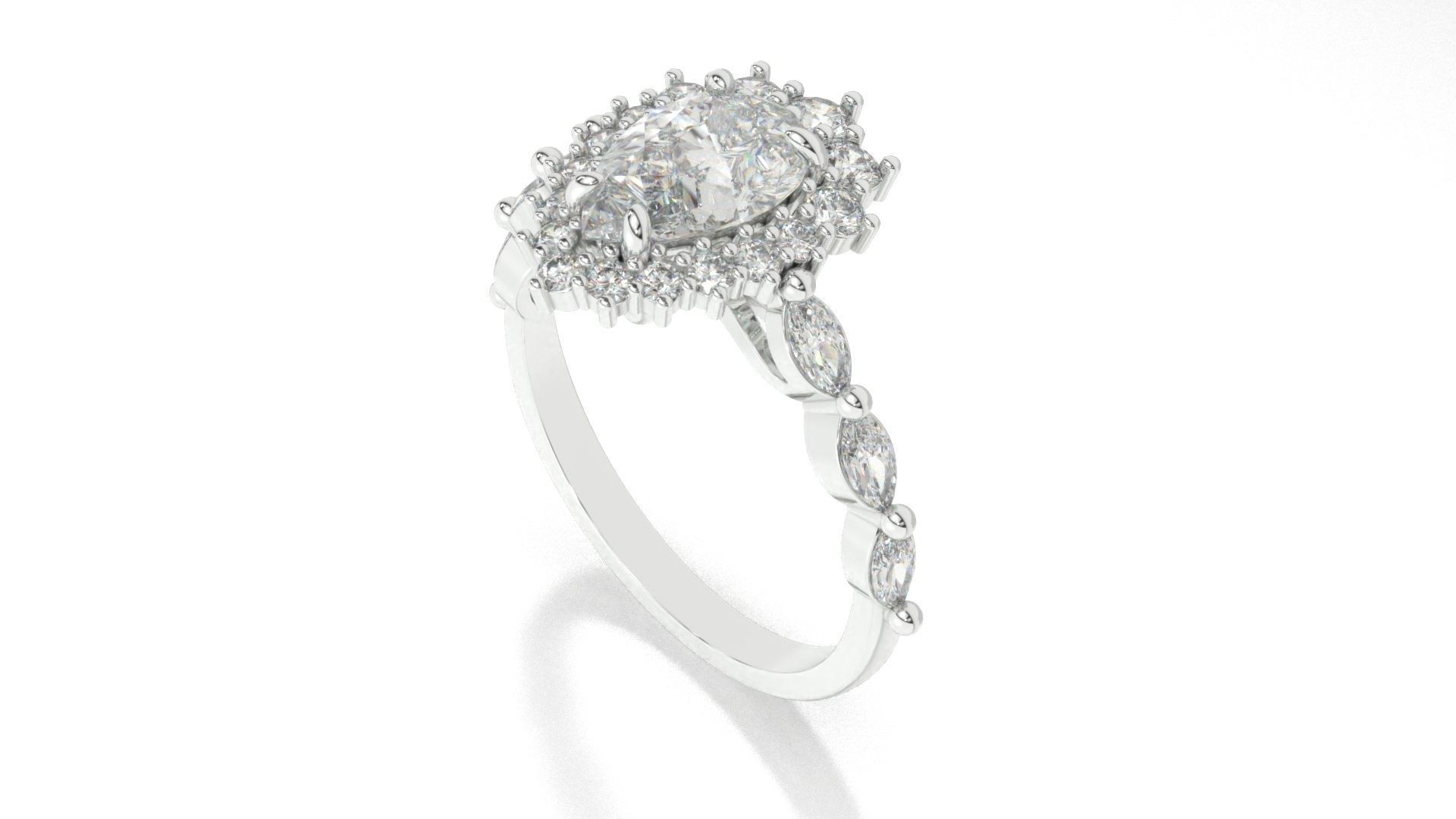 diamonds rings with Halo Round 3D print model_81