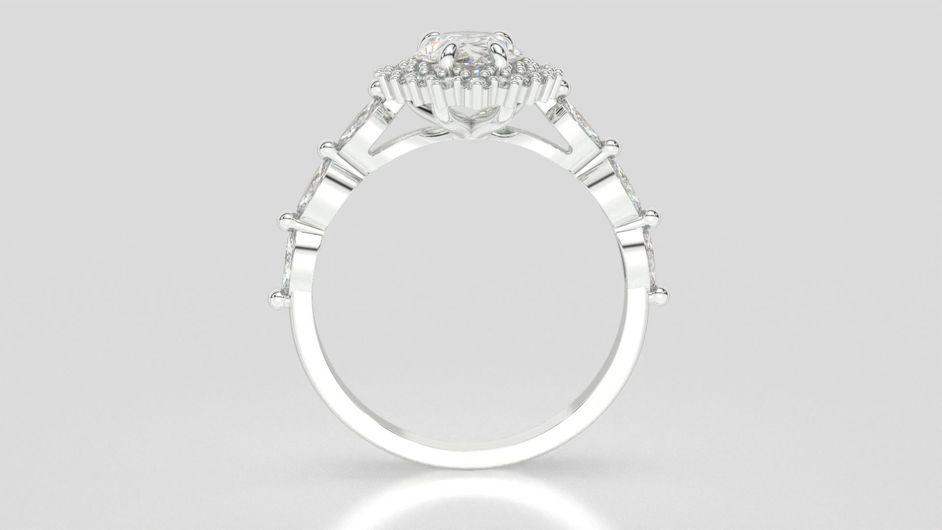 diamonds rings with Halo Round 3D print model_79