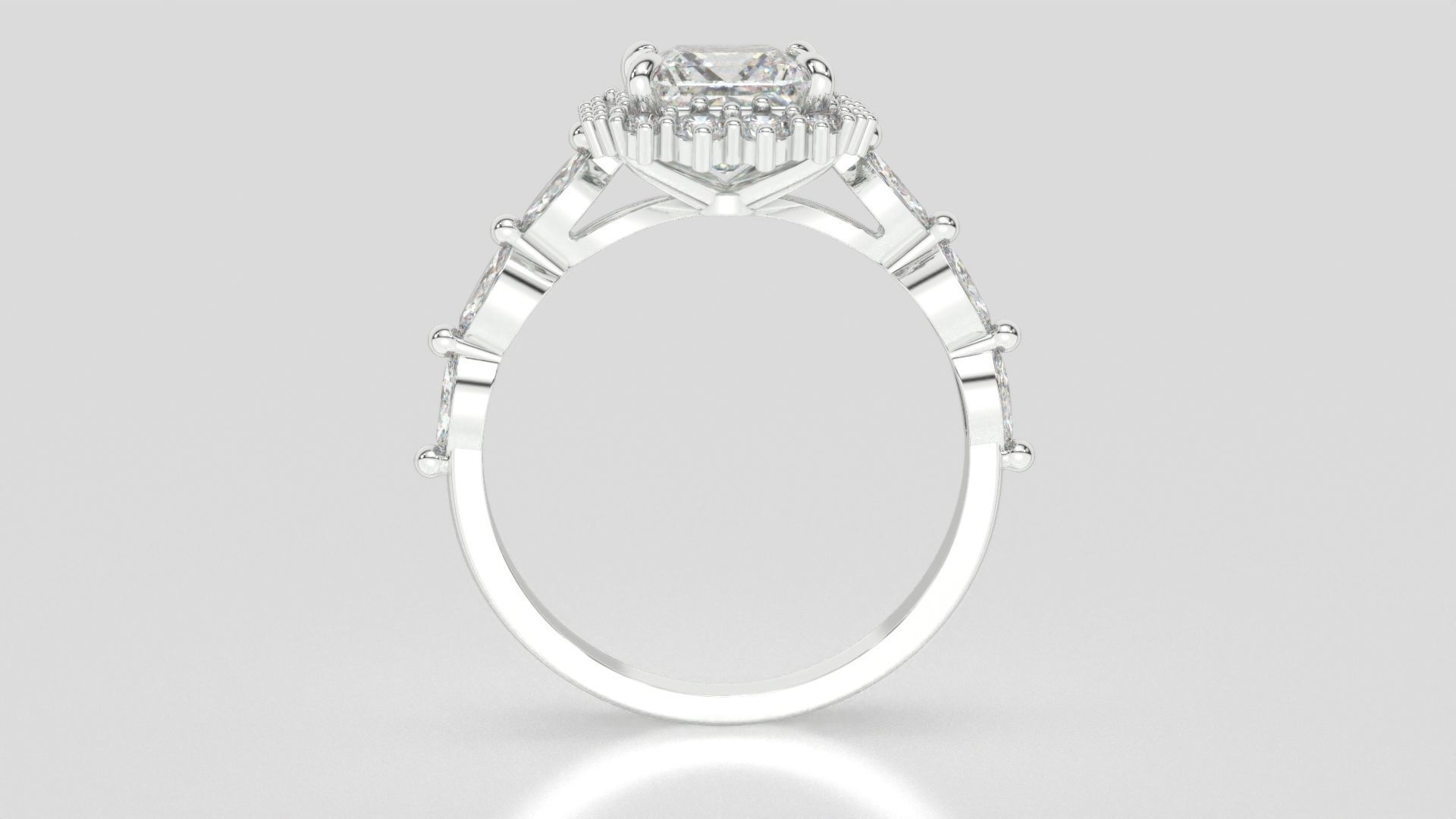 diamonds rings with Halo Round 3D print model_85