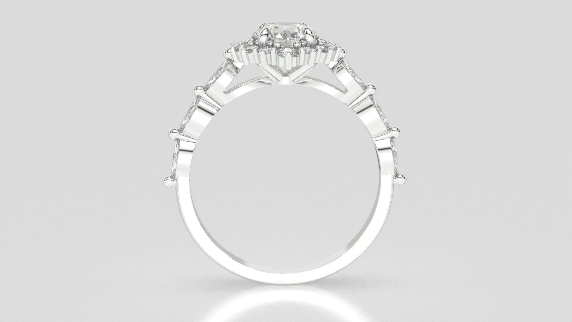 diamonds rings with Halo Round 3D print model_90