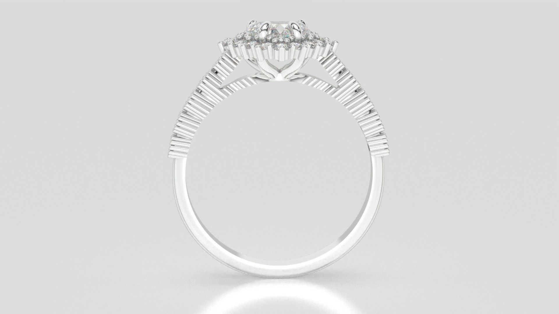 diamonds rings with Halo Round 3D print model_100