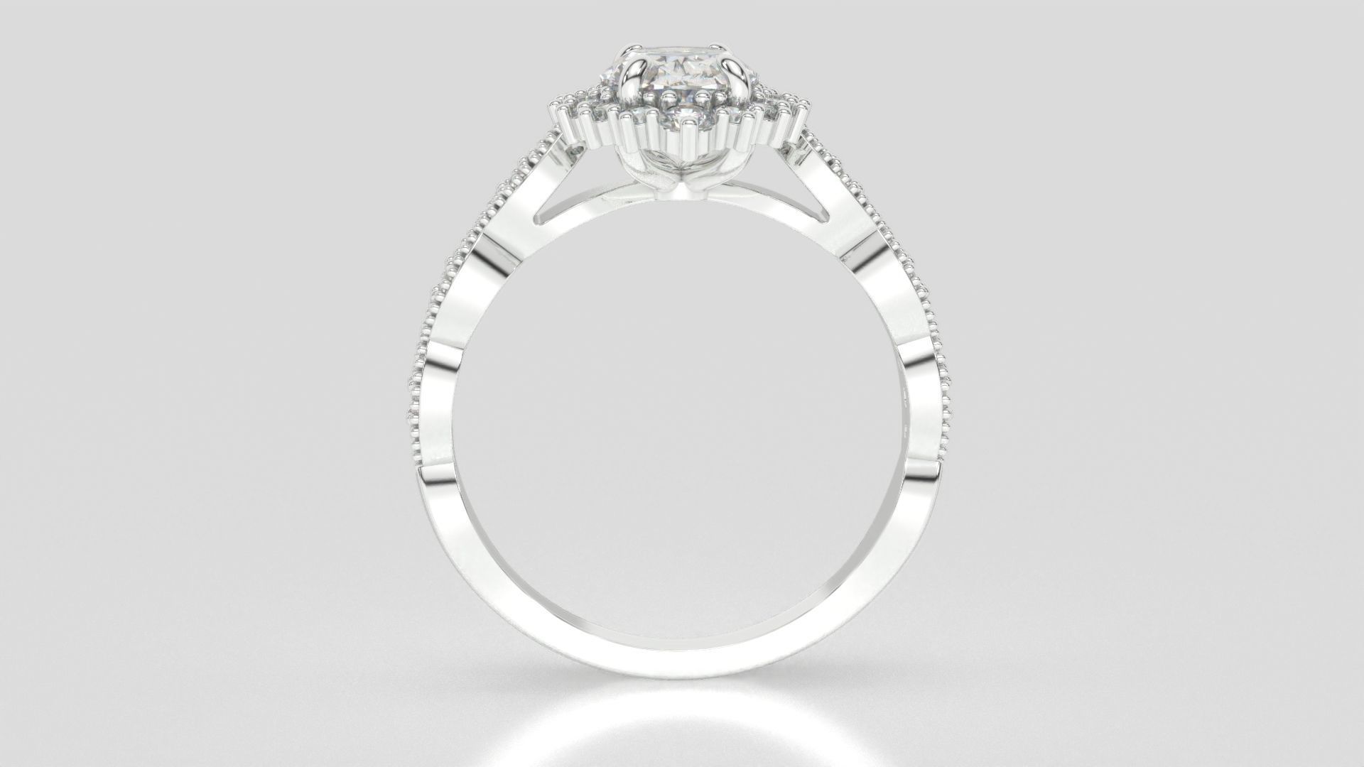 diamonds rings with Halo Round 3D print model_44