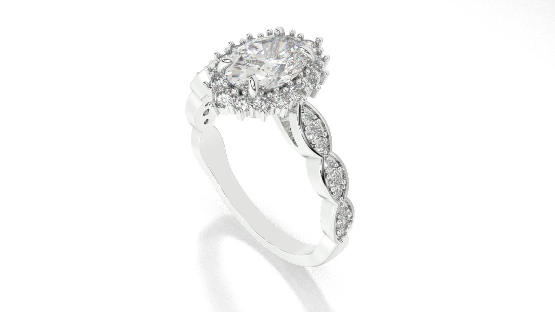 diamonds rings with Halo Round 3D print model_12