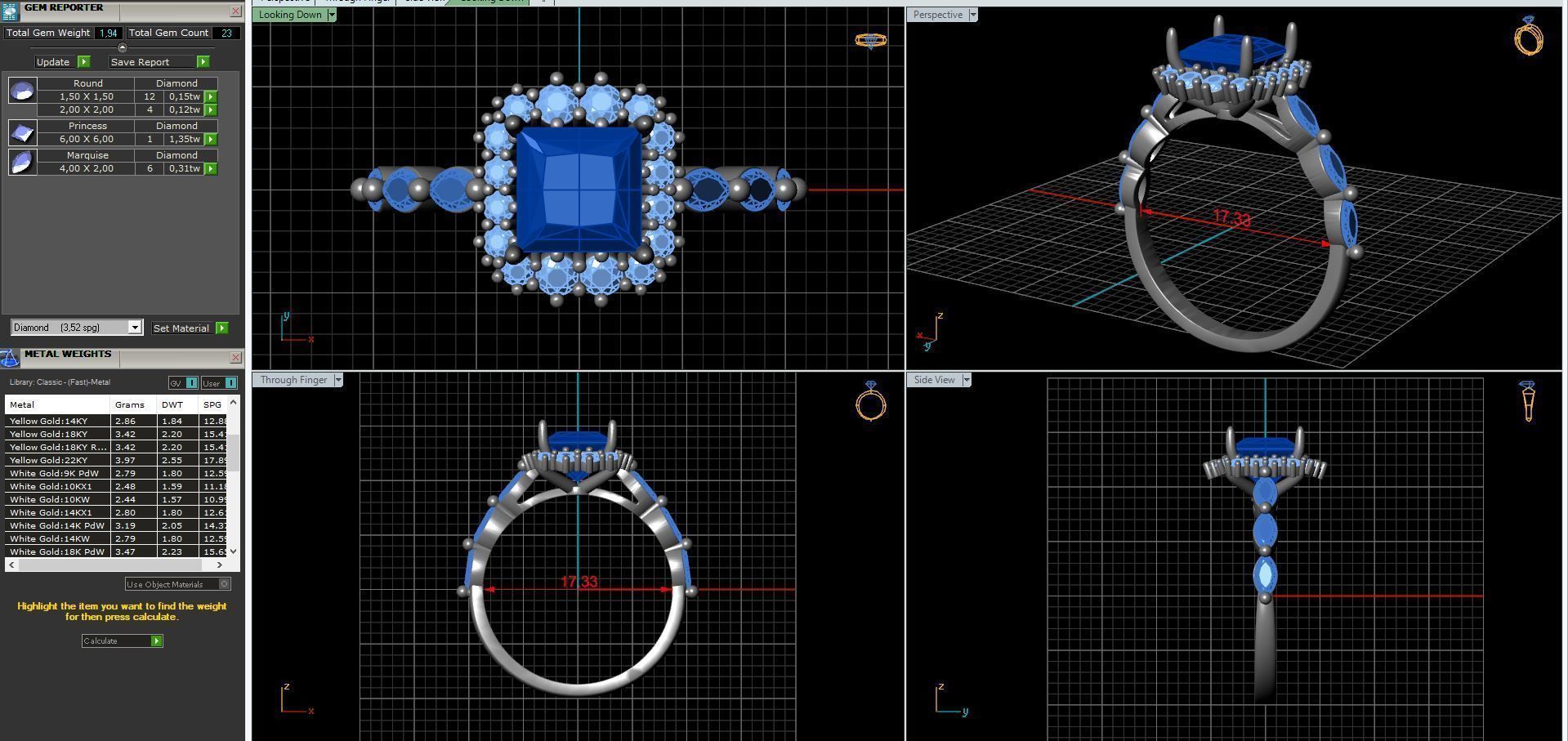 diamonds rings with Halo Round 3D print model_86