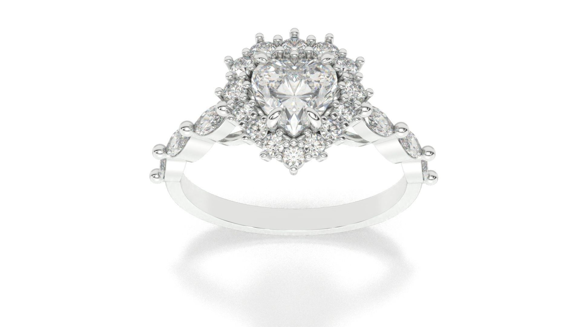 diamonds rings with Halo Round 3D print model_70