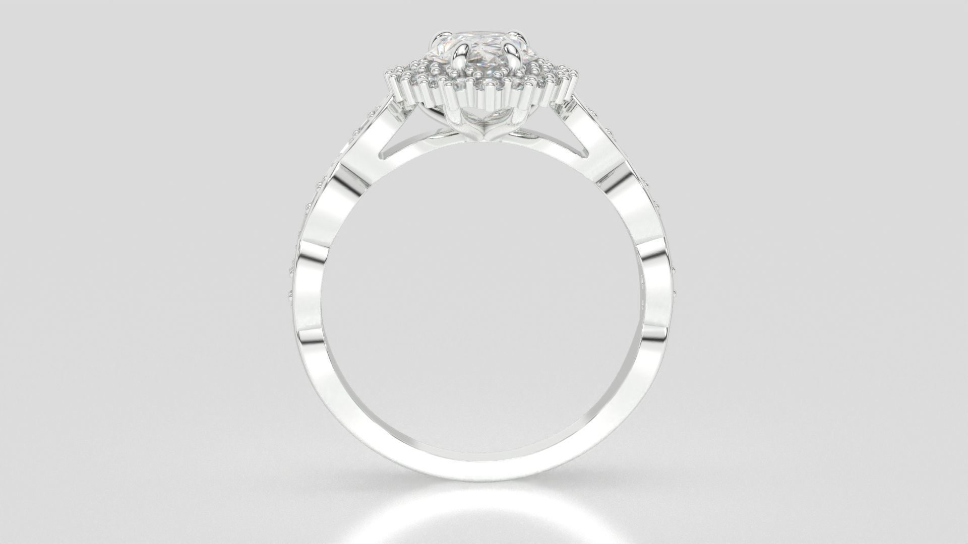 diamonds rings with Halo Round 3D print model_19