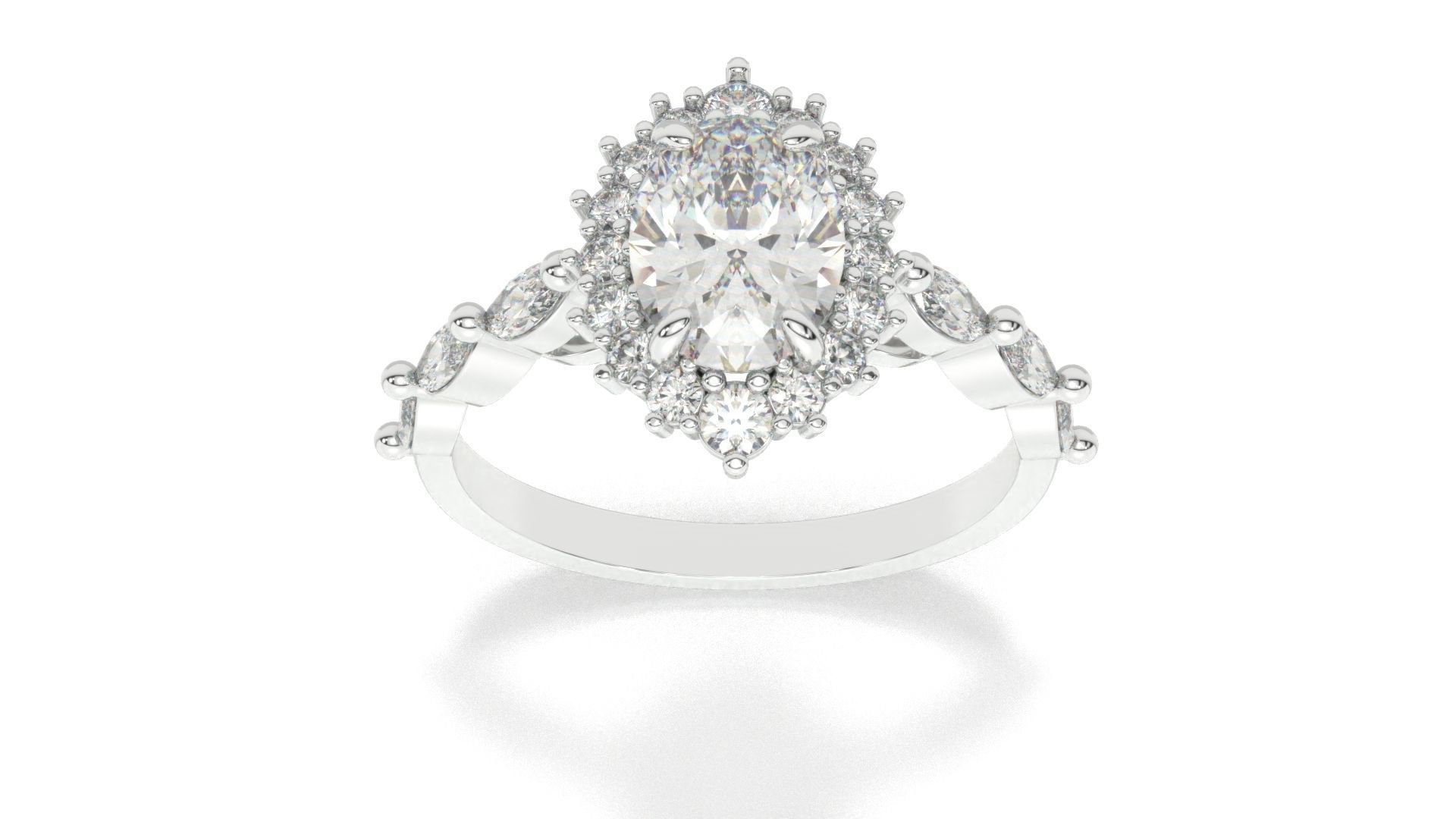 diamonds rings with Halo Round 3D print model_75