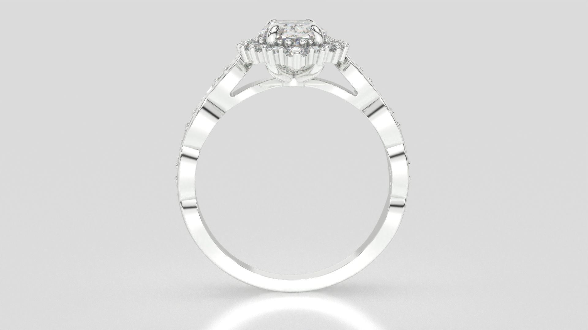 diamonds rings with Halo Round 3D print model_14