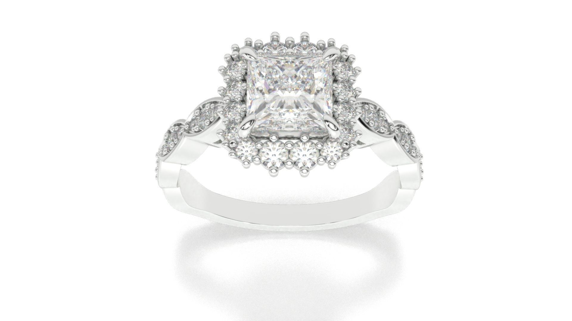 diamonds rings with Halo Round 3D print model_23