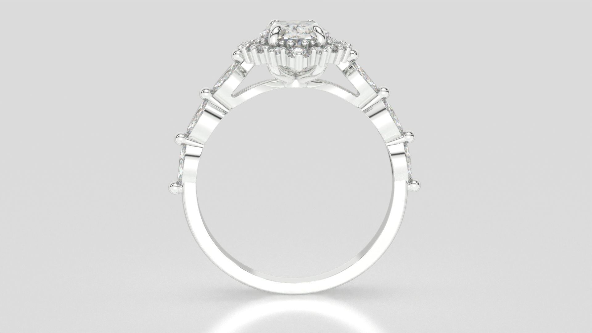 diamonds rings with Halo Round 3D print model_74