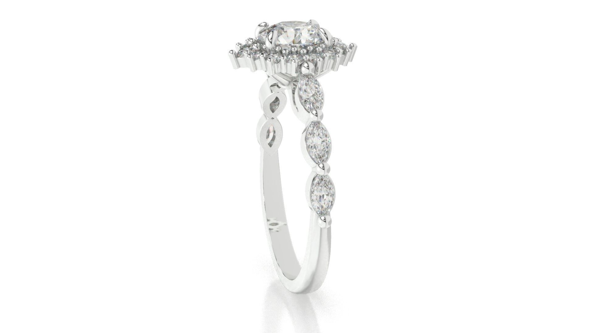 diamonds rings with Halo Round 3D print model_87