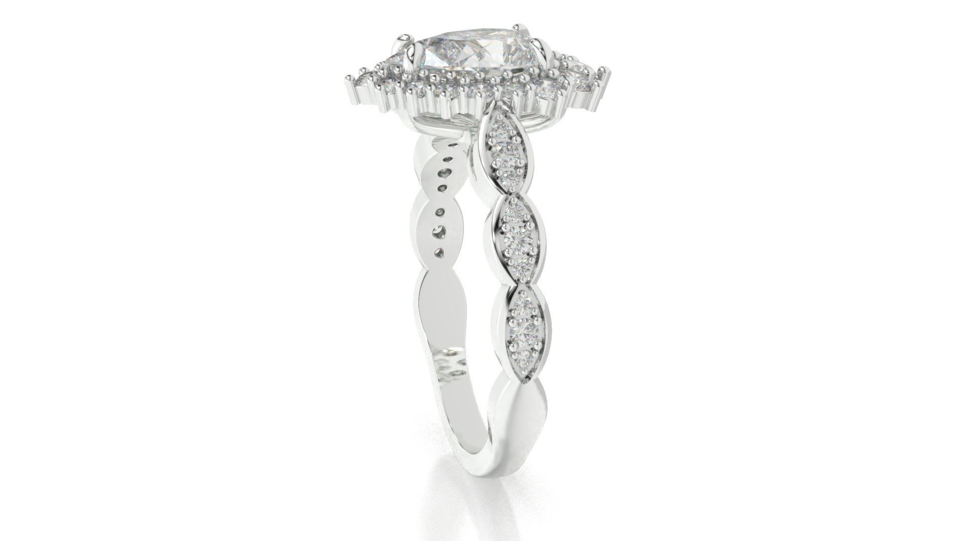 diamonds rings with Halo Round 3D print model_20