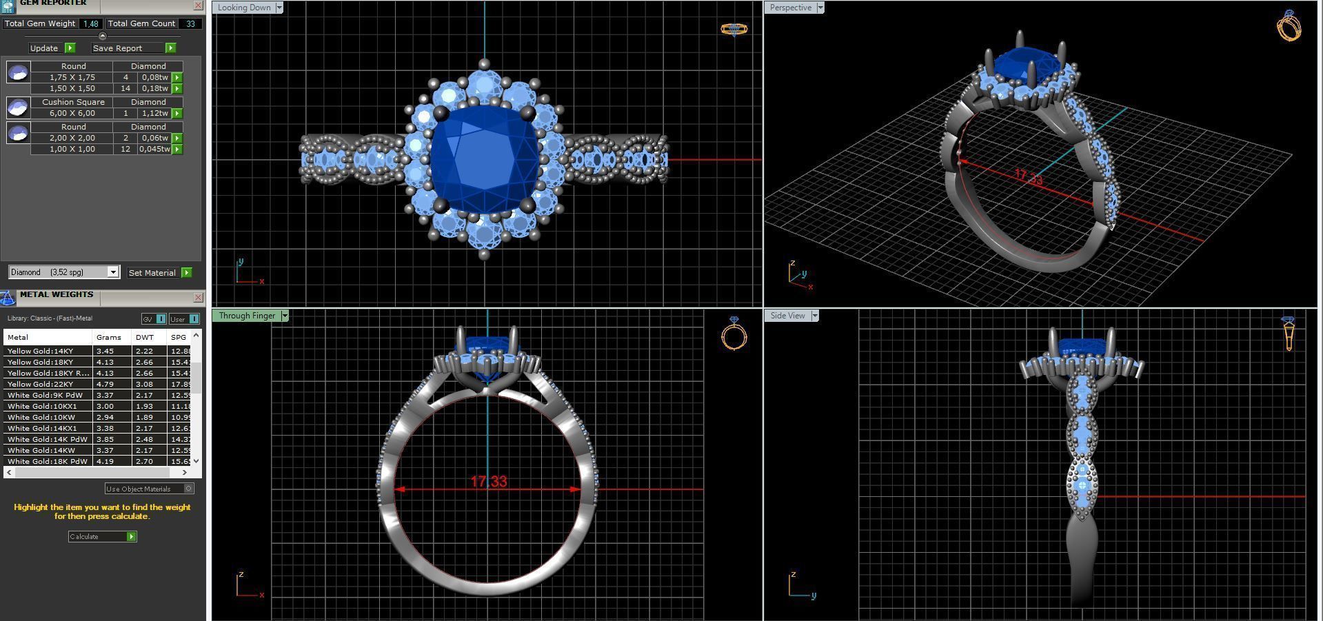diamonds rings with Halo Round 3D print model_36